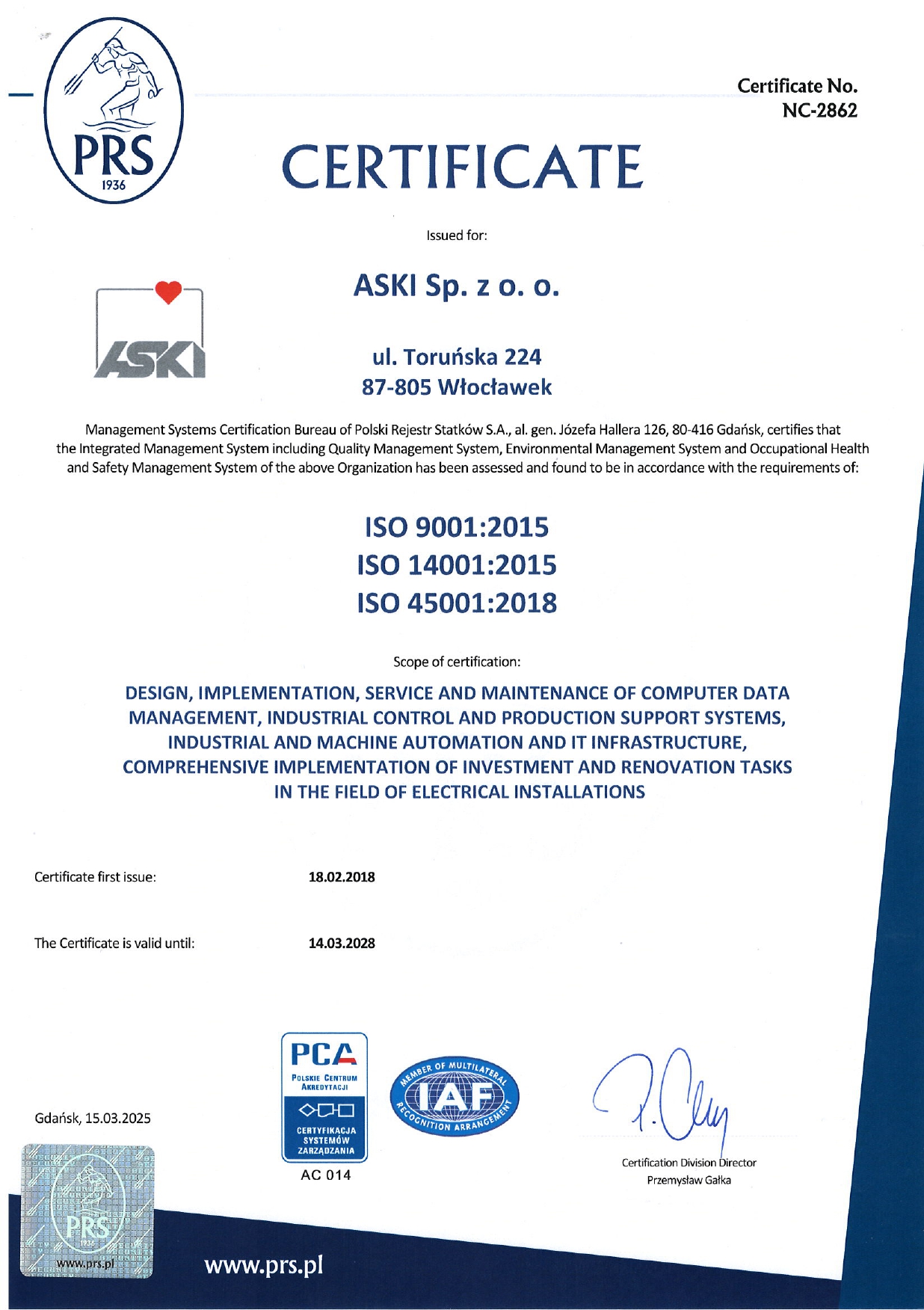 certyfikat ISO 9001