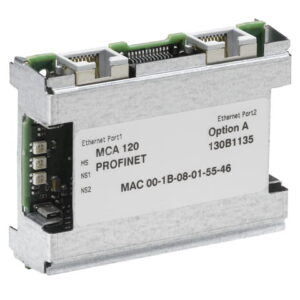 Moduł komunikacyjny PROFINET COATED MCA 120 – kompatybilny z falownikami FC102, FC202, FC301, FC302, zapewniający zaawansowaną komunikację w sieci PROFINET. Wyposażony w powlekaną płytkę PCB (C) dla zwiększonej trwałości i odporności na warunki środowiskowe.