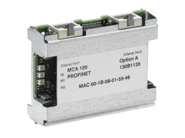 Moduł komunikacyjny PROFINET COATED MCA 120 – kompatybilny z falownikami FC102, FC202, FC301, FC302, zapewniający zaawansowaną komunikację w sieci PROFINET. Wyposażony w powlekaną płytkę PCB (C) dla zwiększonej trwałości i odporności na warunki środowiskowe.